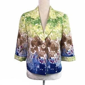 Coldwater Creek 3/4 Sleeves Floral Print Blazer Women’s Size 4
